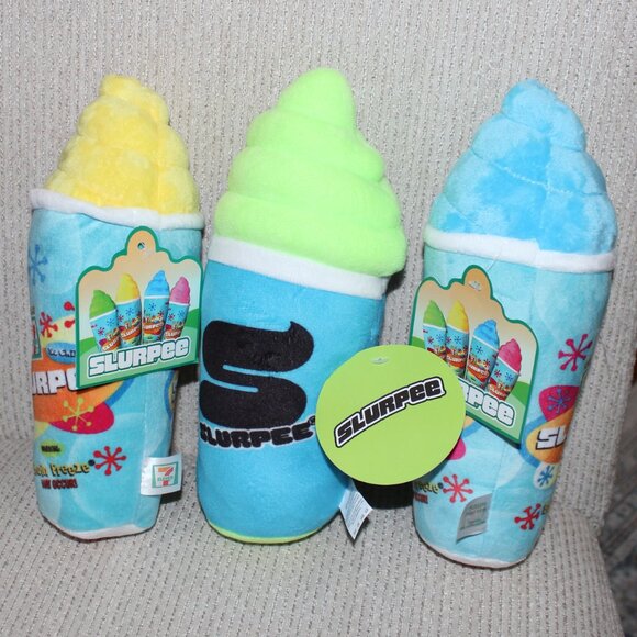 FREE*❤️3 x original 7-Eleven SLURPEE ornament plush soft toy 2019 Brain Freeze - Picture 1 of 6